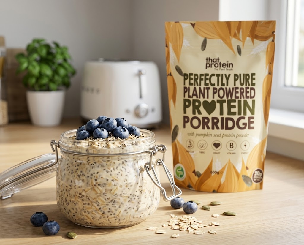 Low FODMAP Blueberry Cinnamon Protein Overnight Oats – thatprotein