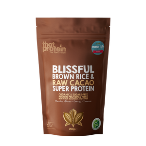 
                  
                    Load image into Gallery viewer, Enjoy the pure taste of Blissful Brown Rice &amp;amp; Raw Cacao Chocolate Protein. Certified Low FODMAP, vegan, and chemical-free—perfect for sensitive tummies and chocolate lovers. Free UK delivery over £40!
                  
                