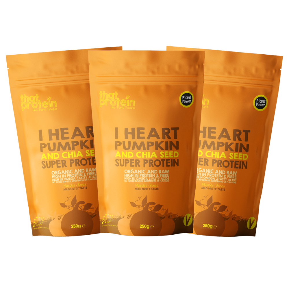 
                  
                    Load image into Gallery viewer, I Heart Pumpkin and Chia Seed Vegan Protein Triple Pack
                  
                
