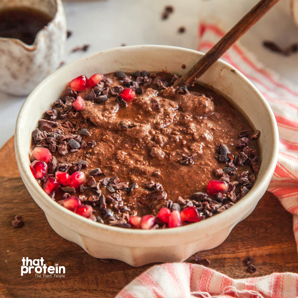 
                  
                    Load image into Gallery viewer, that protein double chocolate high protein porridge oats, a delicious creamy chocolate protein Porridge with real cacao and caca nibs.
                  
                